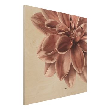Impression sur bois - Dahlia Flower Rosegold Metallic Detail