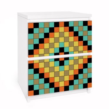 Papier adhésif pour meuble IKEA - Malm commode 2x tiroirs - Colourful Mosaic