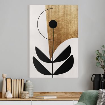 Impression sur toile - Abstract Shapes - Flower Gold
