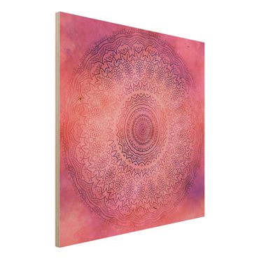 Impression sur bois - Watercolour Mandala Light Pink Violet