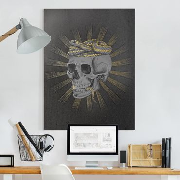 Tableau sur toile - Illustration Skull And Snake Black Gold