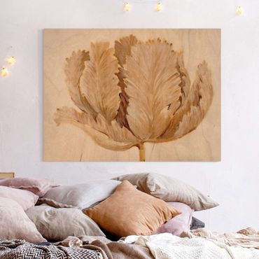 Impression sur toile - Sepia Tulip On Wood II