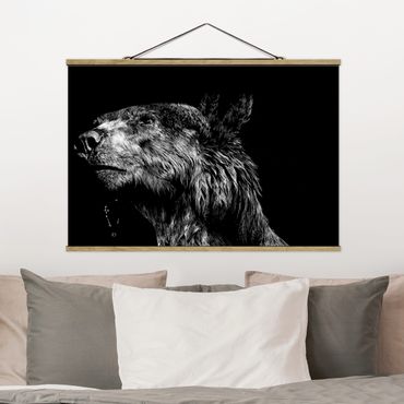 Tableau en tissu avec porte-affiche - Bear In The Dark