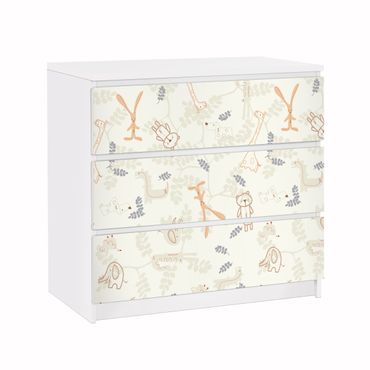 Papier adhésif pour meuble IKEA - Malm commode 3x tiroirs - Pastel Plushies