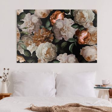 Impression sur toile - Red Roses With White Roses