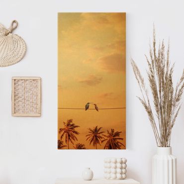 Tableau sur toile or - Sunset With Hummingbird