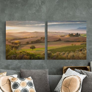 Impression sur toile 2 parties - Olive Grove In Tuscany
