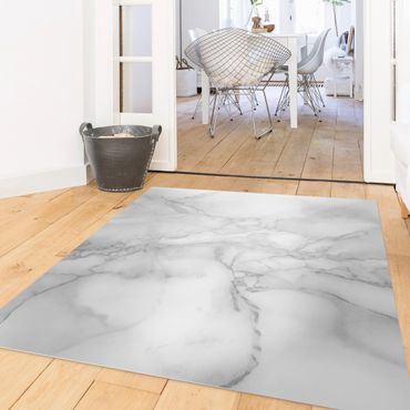 Vinyl Floor Mat - Marble Look Black And White - Square Format 1:1