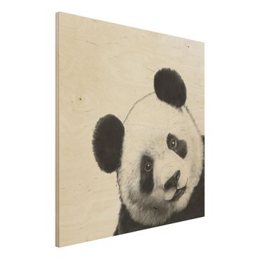 Impression sur bois - Illustration Panda Black And White Drawing