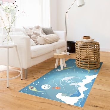 Vinyl Floor Mat - No.MW16 Colourful Hustle And Bustle In Space - Landscape Format 2:1