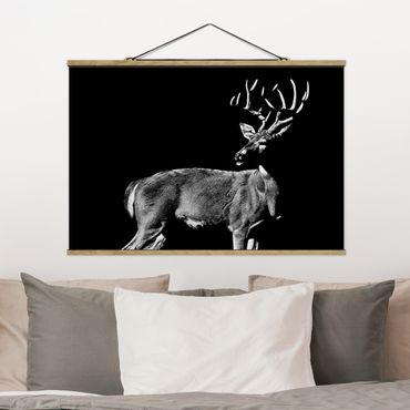 Tableau en tissu avec porte-affiche - Deer In The Dark