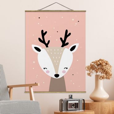 Tableau en tissu avec porte-affiche - Happy Deer