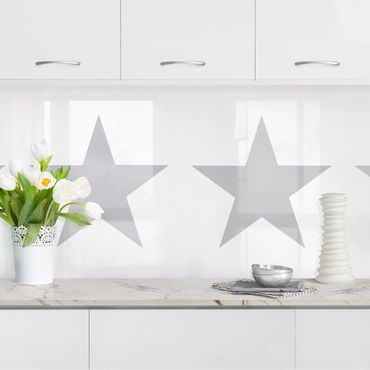 Revêtement mural cuisine - Large Grey Stars On White
