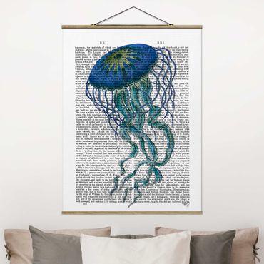 Tableau en tissu avec porte-affiche - Animal Reading - Jellyfish