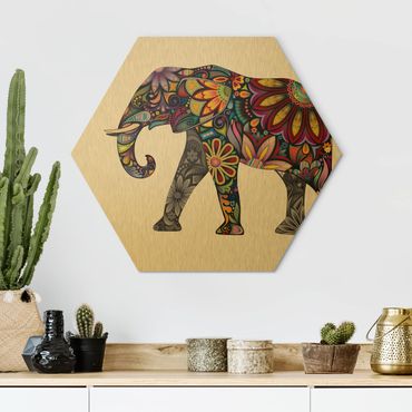 Hexagone en alu Dibond - No.651 Elephant Pattern