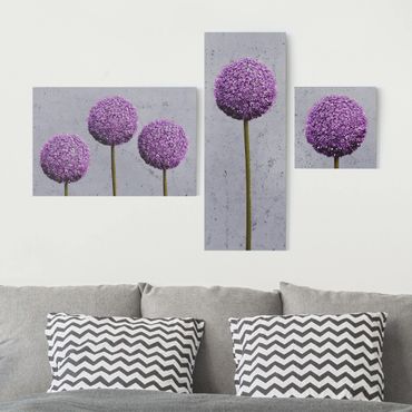 Impression sur toile 3 parties - Allium Round-Headed Flower