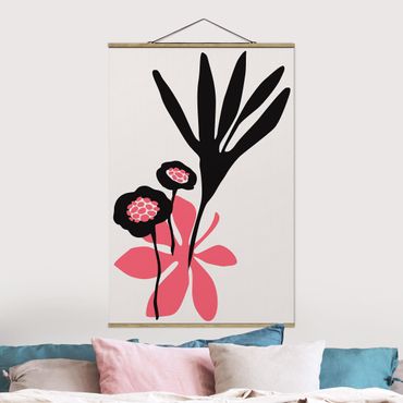 Tableau en tissu avec porte-affiche - Flower Greeting In Pink