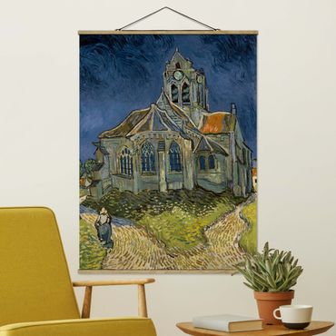 Tableau en tissu avec porte-affiche - Vincent van Gogh - The Church at Auvers