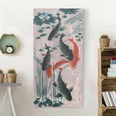 Impression sur toile - Asian Painting Koi In Pond II