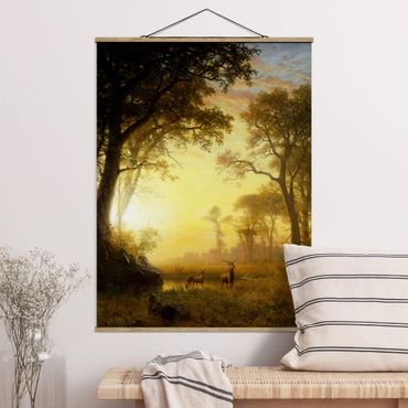 Tableau en tissu avec porte-affiche - Albert Bierstadt - Light in the Forest