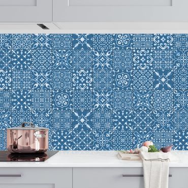 Revêtement mural cuisine - Patterned Tiles Navy White