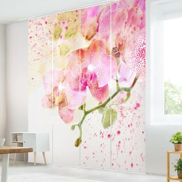 Set de panneaux coulissants - Watercolour Flowers Orchids