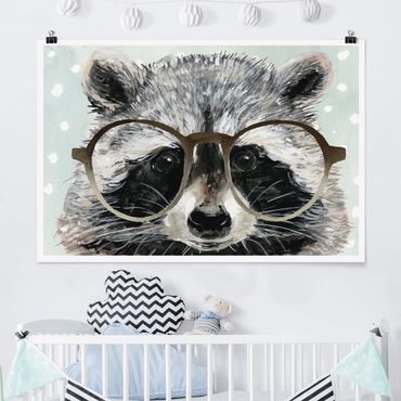 Poster - Animals With Glasses - Raccoon