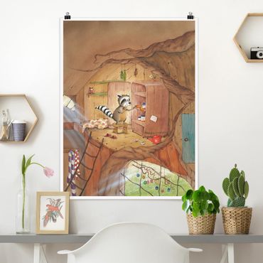 Poster chambre enfant - Vasily Raccoon - Vasily At Kitchen Cabinet