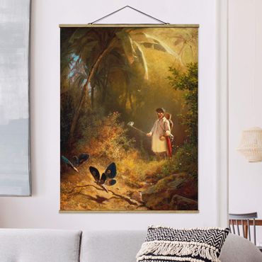 Tableau en tissu avec porte-affiche - Carl Spitzweg - The Butterfly Hunter