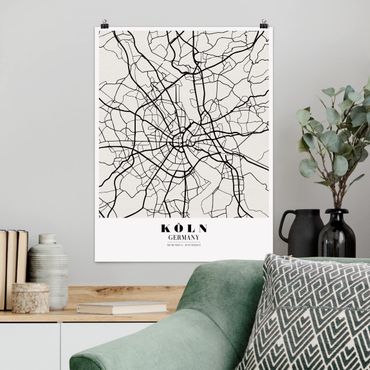 Poster cartes de villes, pays & monde - Cologne City Map - Classic