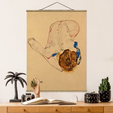 Tableau en tissu avec porte-affiche - Egon Schiele - Forward Flexed Act