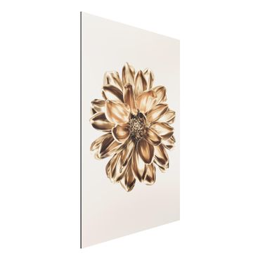 Tableau sur aluminium - Dahlia Flower Gold Metallic