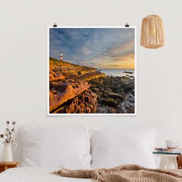 Poster - Tarbat Ness Lighthouse And Sunset At The Ocean