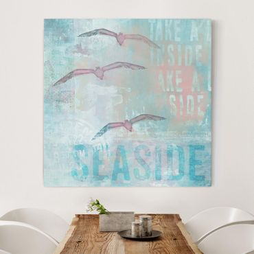 Impression sur toile - Shabby Chic Collage - Seagulls