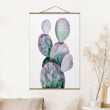 Tableau en tissu avec porte-affiche - Cactus In Purple II