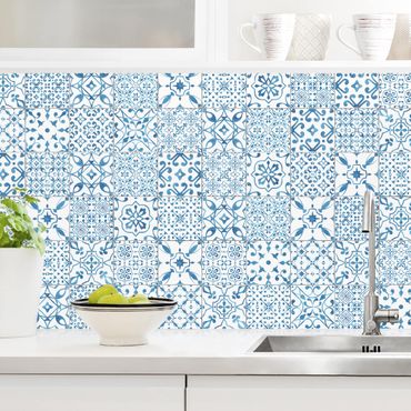 Revêtement mural cuisine - Patterned Tiles Blue White