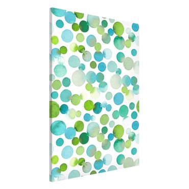 Tableau magnétique - Watercolour Dots Confetti In Bluish Green