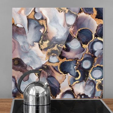 Fond de hotte - Marble Watercolor With Gold