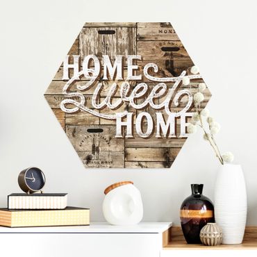 Hexagone en alu Dibond - Home sweet Home Wooden Panel