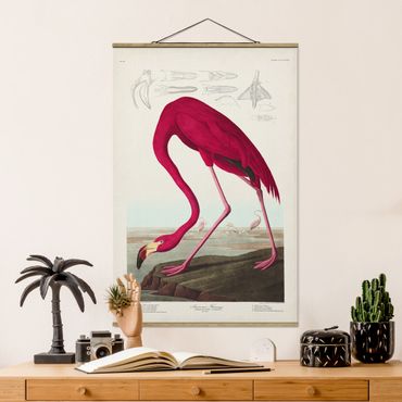 Tableau en tissu avec porte-affiche - Vintage Board American Flamingo