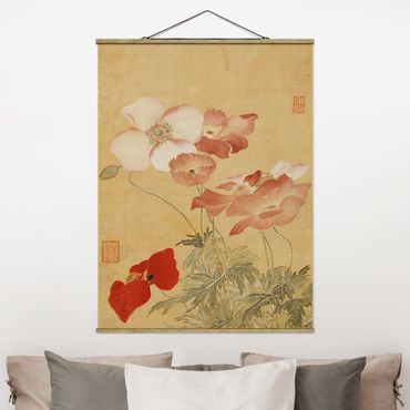 Tableau en tissu avec porte-affiche - Yun Shouping - Poppy Flower