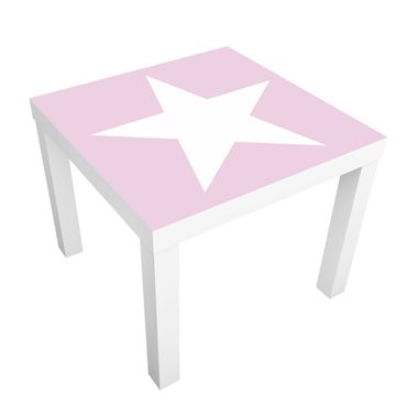 Papier adhésif pour meuble IKEA - Lack table d'appoint - Big White Stars on Pink
