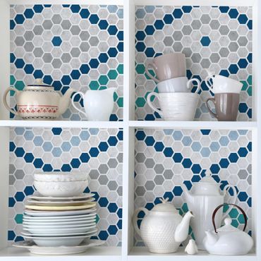 Papier adhésif pour meuble - Moroccan Tile Pattern Turquoise Blue