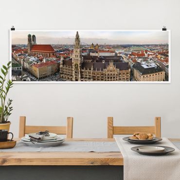 Poster panoramique architecture & skyline - City Of Munich
