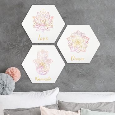 Hexagone en forex - Mandala Namaste Lotus Set Gold Light Pink