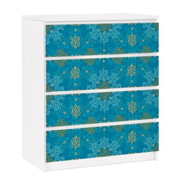 Papier adhésif pour meuble IKEA - Malm commode 4x tiroirs - Oriental Ornament Turquoise