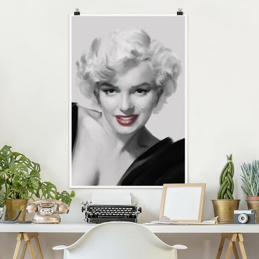 Poster noir et blanc - Marilyn On Sofa