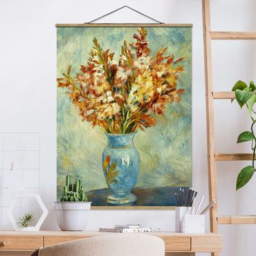 Tableau en tissu avec porte-affiche - Auguste Renoir - Gladiolas in a Blue Vase
