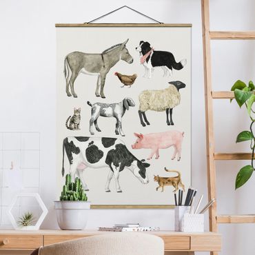 Tableau en tissu avec porte-affiche - Farm Animal Family II