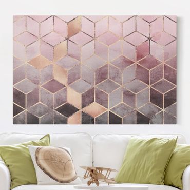 Tableau sur toile - Pink Grey Golden Geometry